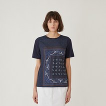 올리비아로렌 여성용 앞판 우븐 프린트 티셔츠 VOCASYM4151