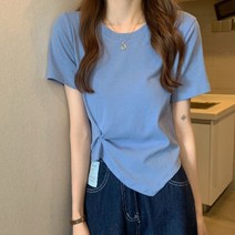 메이첼 여성용 꼬임 베이직 반팔 티셔츠 01017