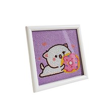포원밀리언 DIY 캐릭터 보석십자수 미니 액자 도넛, 옐로우핑크, 1개