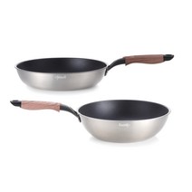 엘레 IH 프라이팬 2종 세트, 실버, 후라이팬 28cm + 궁중팬 28cm