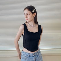 샐러드볼즈 여성용 크롭 오픈 뷔스티에 S222TS07BK