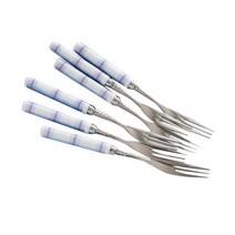 로코리빙 체크 도자기 미니 포크, 핑크, 6개