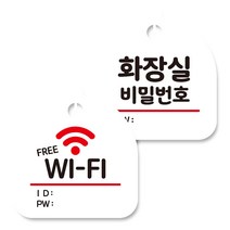 뭉키데코 고리형 안내표지판 화이트 2종 세트, 프리 와이파이, 화장실 비밀번호, 1세트