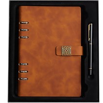 블랙스완 비즈니스 루스 노트 선물세트, 플라워버클 브라운