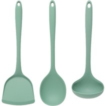 세븐키친 실리콘 빅 조리도구 국자 + 뒤집개 + 요리스푼 세트, 민트