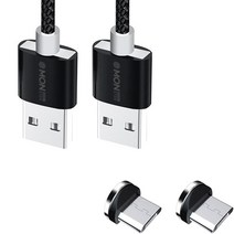 몬스터엑센 C타입 마그네틱 커넥터 2p + 고속 충전케이블 1m x 2p 세트, 블랙