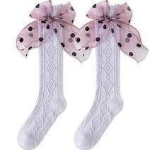 미소 여아용 공주풍 나비 리본 레이스 양말 F85