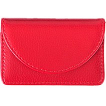 넘버원즈 남녀공용 세련된 가죽 명함 케이스, 레드, 1개