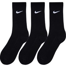 나이키 스우시 스탠다드 쿠션 크루삭스 NCSDCR20L-3 3켤레 세트, 블랙