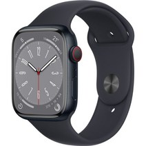 Apple 애플워치 8, 45mm, GPS+Cellular, 알루미늄, 미드나이트 / 미드나이트 스포츠밴드, 미드나이트