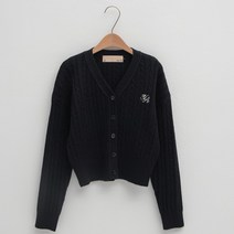 NAIN 여성용 프레피 브이넥 케이블 자수 니트 가디건 CD-1992