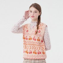 키르시 여성용 CHERRY PATTERN KNIT VEST