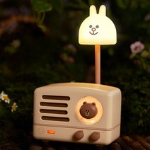 뮤젠 라인프렌즈 OTR 메탈 FM라디오 블루투스 스피커 전용 코니펫 라이트 USB 무드등, 혼합색상