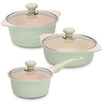 OSLO 인덕션 허브 냄비세트 3종, 편수냄비 18cm + 양수냄비 20cm + 전골냄비 22cm, 혼합색상