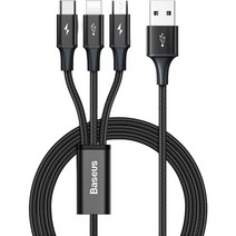 베이스어스 래피드 마이크로 USB to 3 in 1 케이블, 블랙, 1.2m