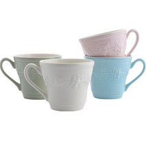 웨지우드 페스티비티 머그 4종 세트 350ml, 핑크, 그린, 블루, 아이보리, 1세트