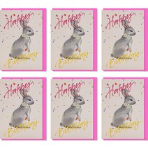더솜씨 토끼의 생일축하 카드 세트, 핑크, 6세트