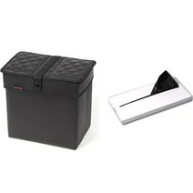 케이엠모터스 알라딘 차량용 쓰레기통 2 + 비닐 50p 세트, 퀼팅 블랙