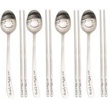 라온누리 해피바이러스 성인 웨이브 숟가락 + 젓가락 세트, 스마일(숟가락), 4세트