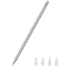 케이안 아이패드 호환 무선충전 스타일러스 스마트 터치펜 2세대 + 펜촉 4p 세트, 화이트, 1세트