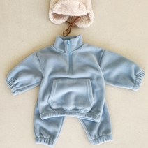 베베나인 아동용 마카롱 반집업 상하의 세트