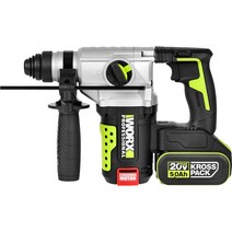 WORX 20V 충전 로타리 해머드릴 5.0AH 브러쉬리스 WU389.3, 1개