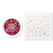 젤로젤로 꽃잎 테라조 글리터 GL015 벚꽃엔딩 + 네일스티커 세트, 1세트, 혼합색상
