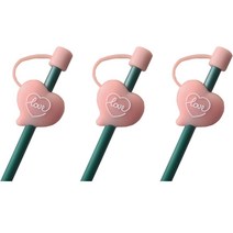 오달라 모아컵 디자인 실리콘 캐릭터 빨대 뚜껑 마개 캡 스토퍼, 3개, 러브하트