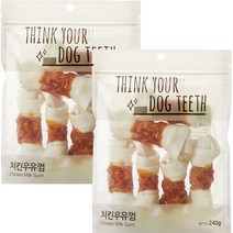 강아지 Think your dog teeth 치킨우유껌 중형 240g 6p, 2개, 치킨
