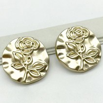 앤틱 로즈 엠보싱 포인트 DIY 의류 액세서리 부자재 콩단추 15mm, 골드, 50개