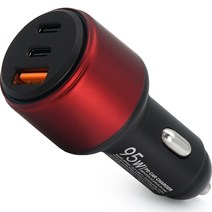 에이스피드 95W 시거잭 차량용 고속충전기 QC3.0 PD, 레드, C45