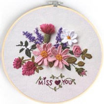 위즈앤위즈 누구나 DIY 프랑스자수 패키지 20cm, 1세트, miss you