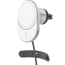 벨킨 부스트업 맥세이프 15W 차량용 무선 충전기 거치대, WIC008, 실버 그레이
