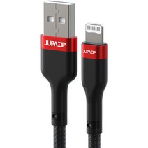 주파집 메탈쉴드 A타입-애플8핀 라이트닝 고속충전 케이블, 2m, 블랙 + 레드, 1개