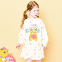헤이미니 여아용 러블리 베어 도트 프릴 원피스