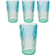 인블룸 홈카페 레인보우 그라데이션 유리컵 350ml, 4개, 바림블루
