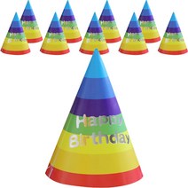 파티퀸 생일파티 고깔모자 무지개, 10개, 무지개 블루