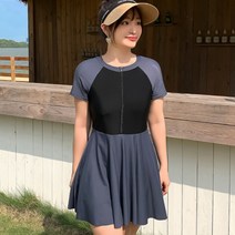 씨오브비 여성용 부드럽고 편안한 원피스 래쉬가드, 블랙네이비