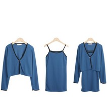 닐린트 배색 미니 원피스 가디건 세트 cpset2584k32