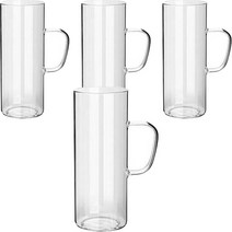 인블룸 홈카페 손잡이 원형 유리컵 500ml, 4개, 투명