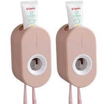 원터치 치약 디스펜서 2종 세트, 1세트, 핑크