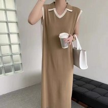 페이퍼먼츠 코살리 데일리 민소매 카라넥 니트 롱 원피스 05596