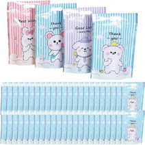 이홈베이킹 캐릭터동물 4종 스트라이프손잡이지퍼백 랜덤발송, 50개입, 1개