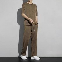 블랙101 남성용 드라스트 미니멀 반팔 긴바지 상하의 셋업 A235MF01431