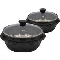 인덕션 가능 가정용 세라믹 2중 코팅 무쇠 가마솥 2종 + 뚜껑 2종 세트, 17cm, 23cm, 블랙