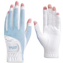 피지엠 여성용 리은골프 손가락 오픈형 미끄럼방지 골프장갑 양손착용, 블루