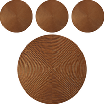 리썬 PVC 북유럽 원형 식탁 매트 4p, 브라운, 38cm