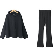 루보넬 골지 니트 언발 후드 티셔츠 + 부츠컷 하의 세트 cpset2984k38