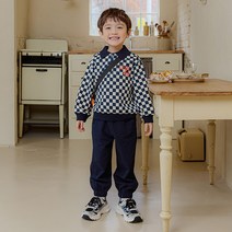올리반 남아용 올리체커보드 반집업 상하복 세트