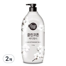 샤워메이트 클린코튼 바디워시 목화솜향, 1.2kg, 2개